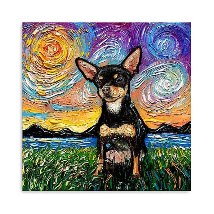 Outlet Kirklands Home Aja Trier Chihuahua Starry Night Canvas Print Multi
