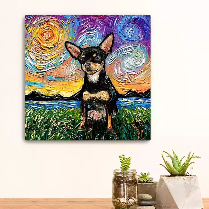 Outlet Kirklands Home Aja Trier Chihuahua Starry Night Canvas Print Multi