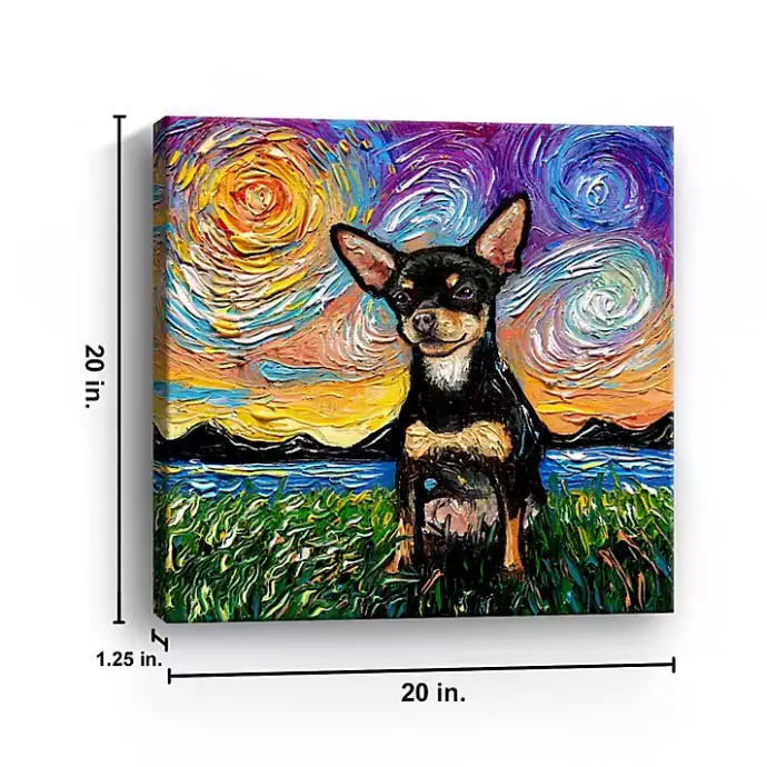 Outlet Kirklands Home Aja Trier Chihuahua Starry Night Canvas Print Multi