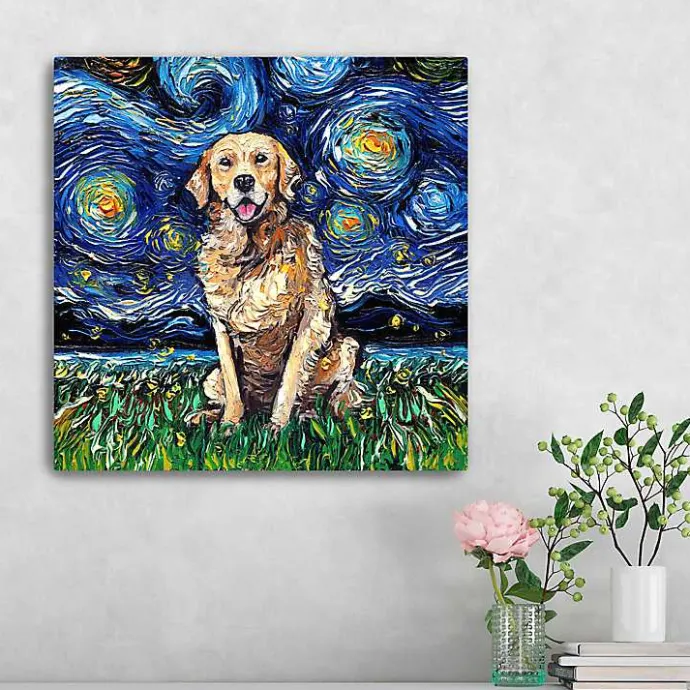 Sale Kirklands Home Aja Trier Golden Starry Night Canvas Art Print