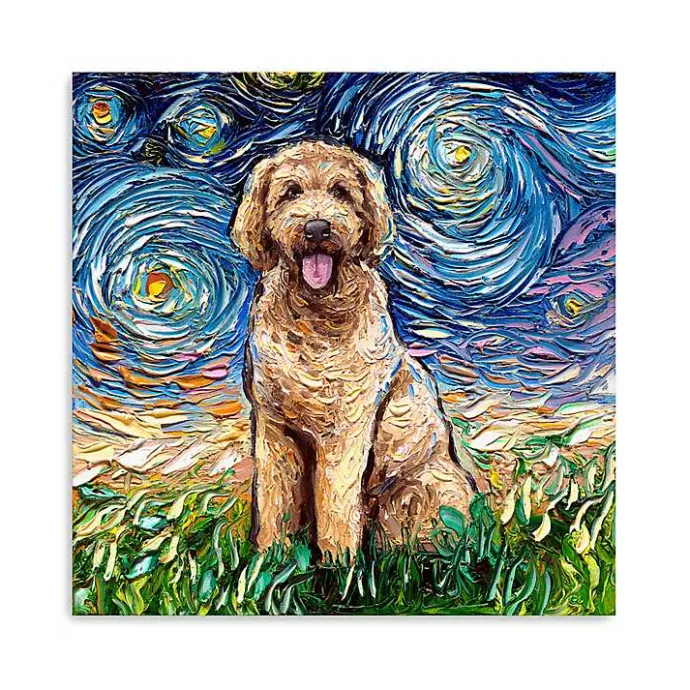 Discount Kirklands Home Aja Trier Goldendoodle Starry Night Canvas Print