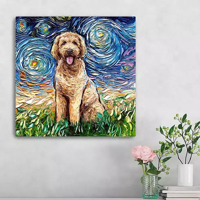 Discount Kirklands Home Aja Trier Goldendoodle Starry Night Canvas Print