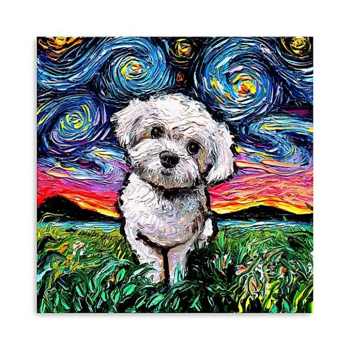 Best Kirklands Home Aja Trier Maltipoo Starry Night Canvas Art Print