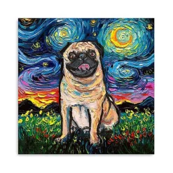 New Kirklands Home Aja Trier Pug Starry Night Canvas Art Print
