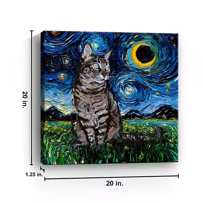 Discount Kirklands Home Aja Trier Tabby Cat Starry Night Canvas Art Print