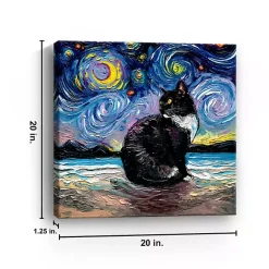 Kirklands Home Aja Trier Tuxedo Cat Starry Night Canvas Art Print