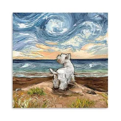 Discount Kirklands Home Aja Trier Westie Starry Beach Canvas Art Print