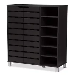 New Kirklands Home Aldrich Black Slatted Shoe Storage Cabinet