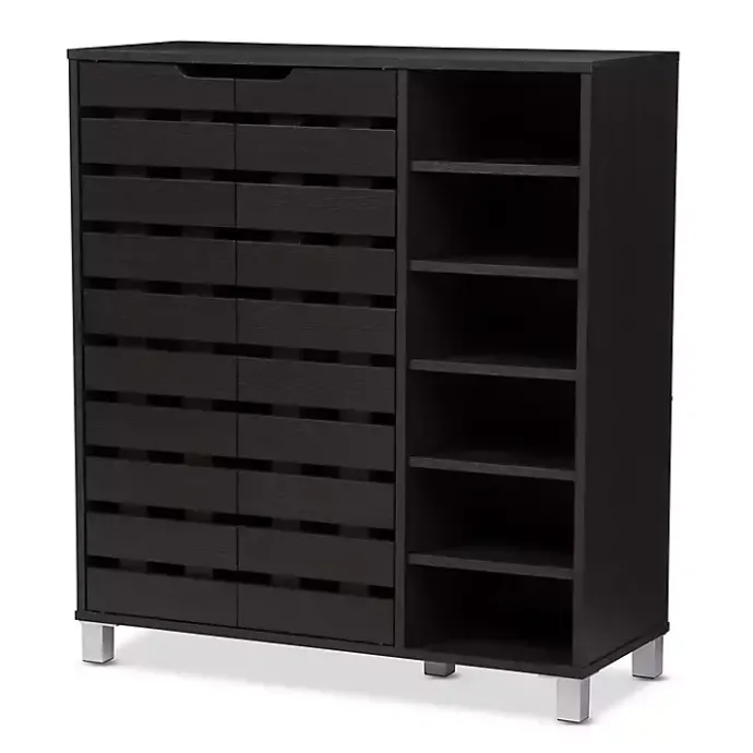 New Kirklands Home Aldrich Black Slatted Shoe Storage Cabinet