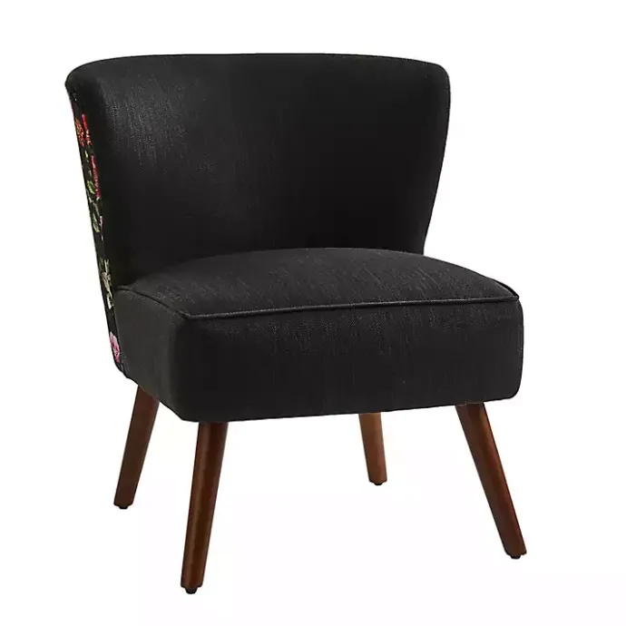 Kirklands Home Alex Upholstered Floral Back Accent Chair Black