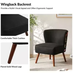 Kirklands Home Alex Upholstered Floral Back Accent Chair Black