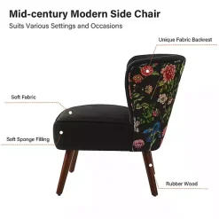 Kirklands Home Alex Upholstered Floral Back Accent Chair Black