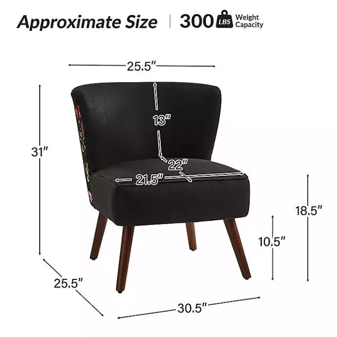 Kirklands Home Alex Upholstered Floral Back Accent Chair Black