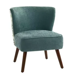 New Kirklands Home Alex Teal Upholstered Floral Back Accent Chair Green