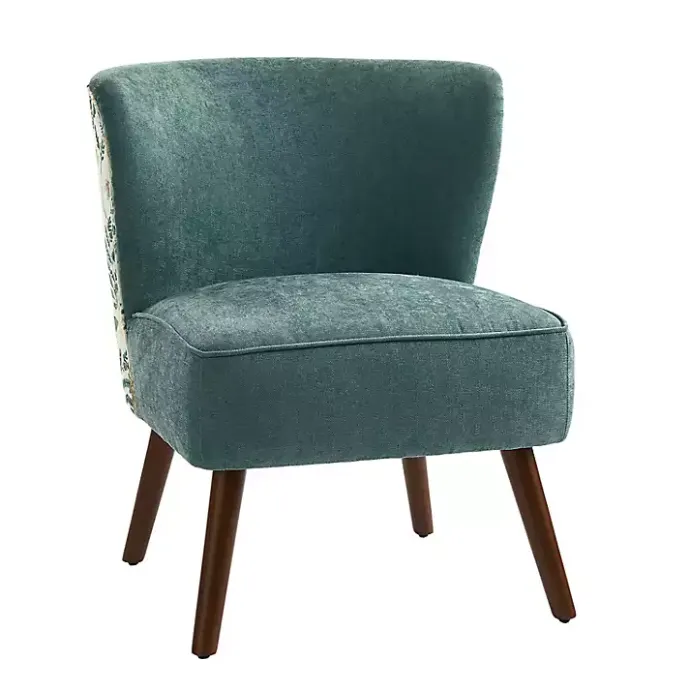 New Kirklands Home Alex Teal Upholstered Floral Back Accent Chair Green