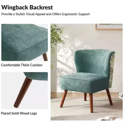 New Kirklands Home Alex Teal Upholstered Floral Back Accent Chair Green