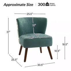 New Kirklands Home Alex Teal Upholstered Floral Back Accent Chair Green