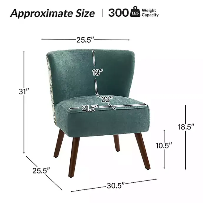 New Kirklands Home Alex Teal Upholstered Floral Back Accent Chair Green