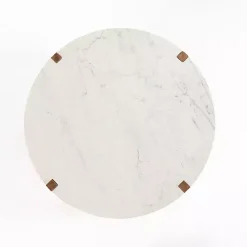 Clearance Kirklands Home Allen Wood and Marble Round Coffee Table White