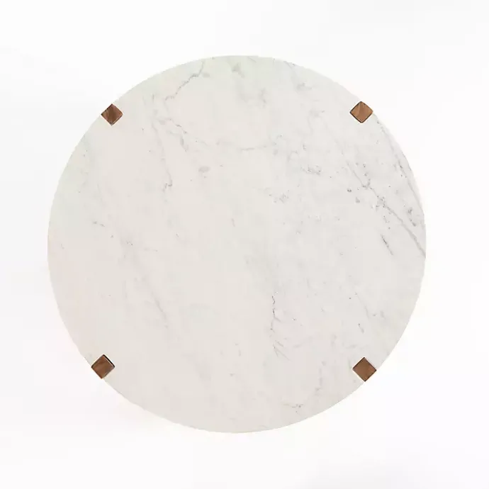 Clearance Kirklands Home Allen Wood and Marble Round Coffee Table White