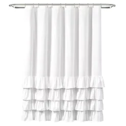 Clearance Kirklands Home Allison Ruffle Shower Curtain White