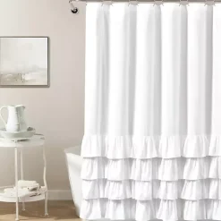 Clearance Kirklands Home Allison Ruffle Shower Curtain White