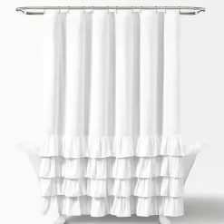 Clearance Kirklands Home Allison Ruffle Shower Curtain White