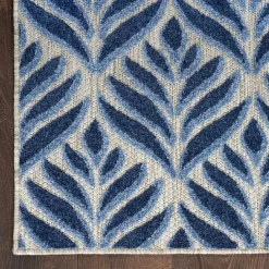 Best Kirklands Home Aloha Blue Botanical Indoor/Outdoor Area Rug, 9x12