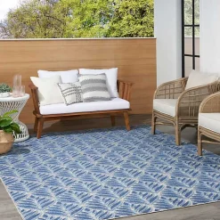 Best Kirklands Home Aloha Blue Botanical Indoor/Outdoor Area Rug, 9x12