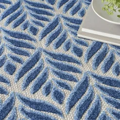Best Kirklands Home Aloha Blue Botanical Indoor/Outdoor Area Rug, 9x12
