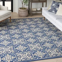 Sale Kirklands Home Aloha Blue Geometric Indoor/Outdoor Area Rug, 9x12