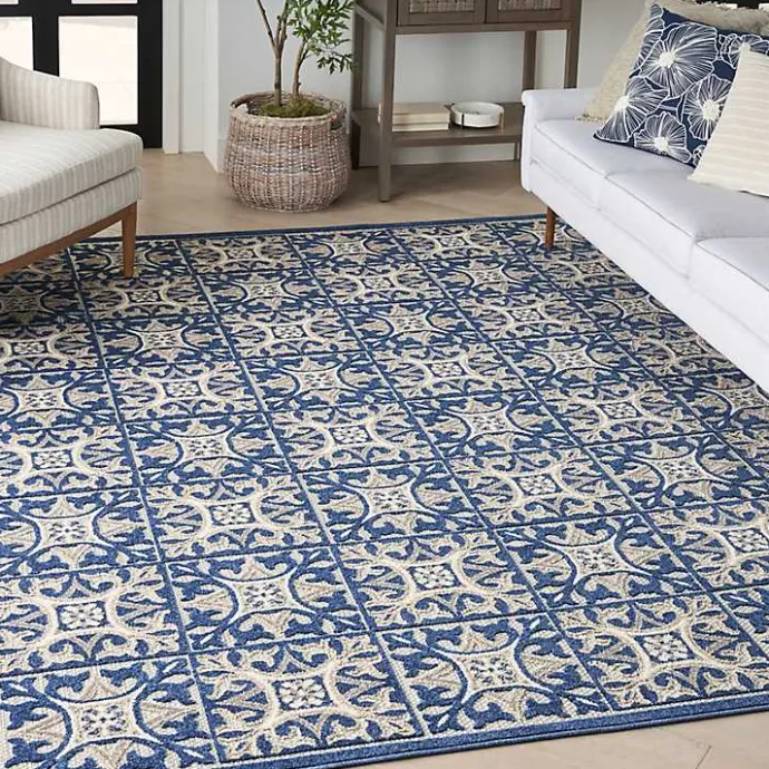 Sale Kirklands Home Aloha Blue Geometric Indoor/Outdoor Area Rug, 9x12