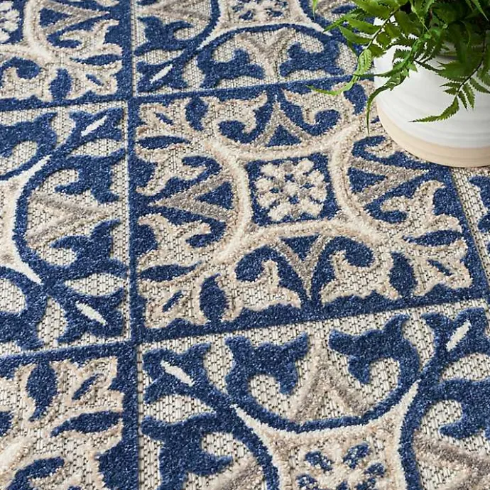 Sale Kirklands Home Aloha Blue Geometric Indoor/Outdoor Area Rug, 9x12