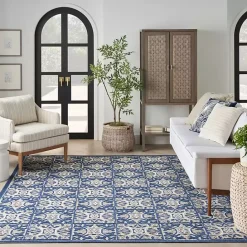 Sale Kirklands Home Aloha Blue Geometric Indoor/Outdoor Area Rug, 9x12