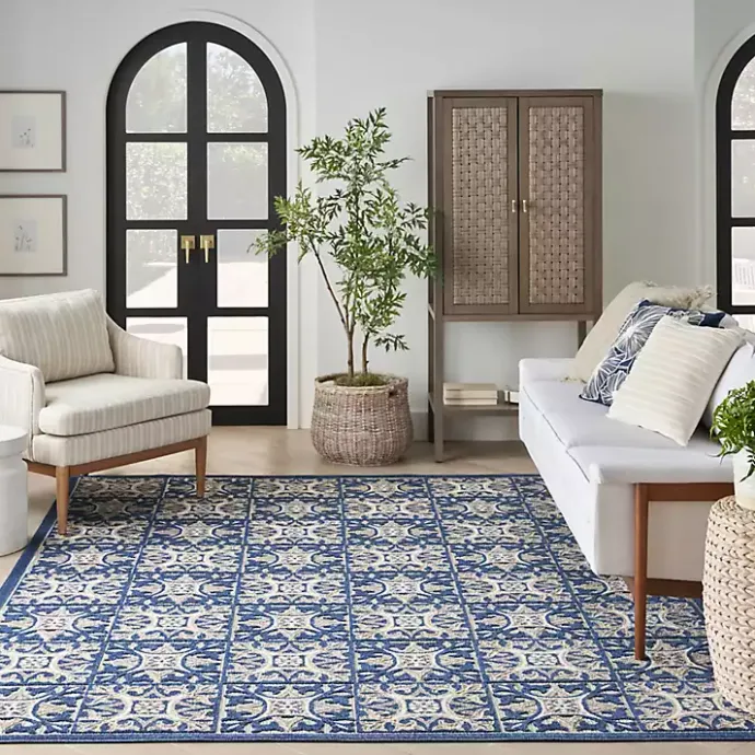 Sale Kirklands Home Aloha Blue Geometric Indoor/Outdoor Area Rug, 9x12