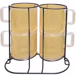 Clearance Kirklands Home Amber Mugs with Rack 5-pc. Set Orange