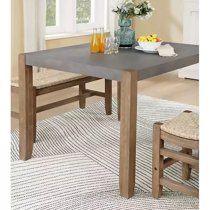 Hot Kirklands Home Amber Wood Faux Concrete Top Dining Table Brown