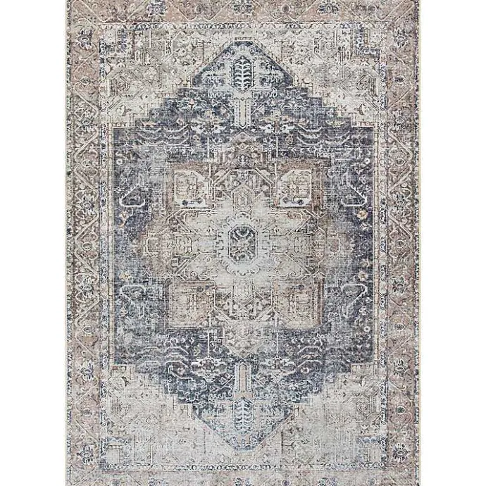 Best Kirklands Home Amelie Navy Blue Classic Washable Area Rug, 5x7