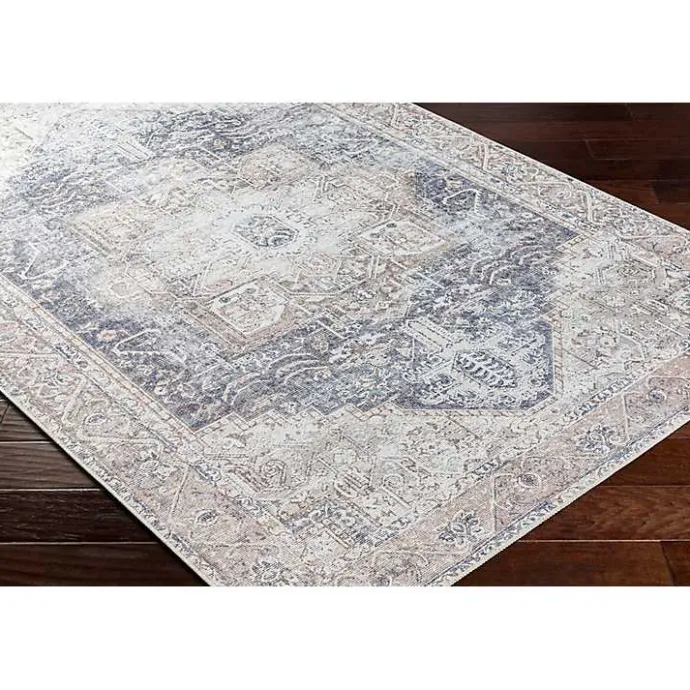 Best Kirklands Home Amelie Navy Blue Classic Washable Area Rug, 5x7