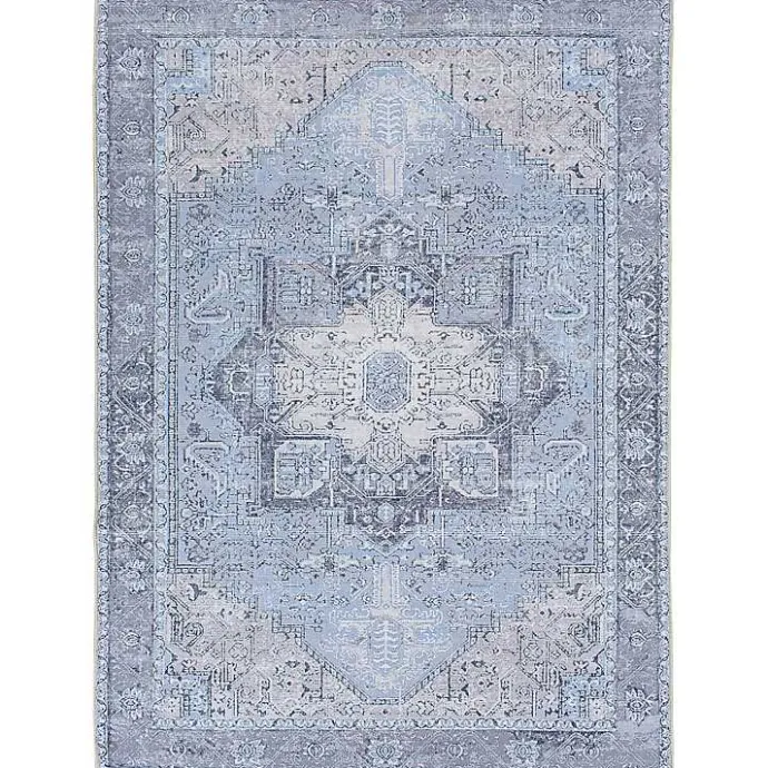 Best Kirklands Home Amelie Silver Classic Washable Area Rug, 7x10 Blue