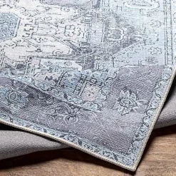 Best Kirklands Home Amelie Silver Classic Washable Area Rug, 7x10 Blue