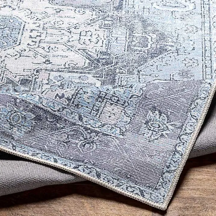 Best Kirklands Home Amelie Silver Classic Washable Area Rug, 7x10 Blue