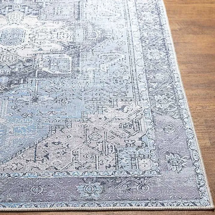 Best Kirklands Home Amelie Silver Classic Washable Area Rug, 7x10 Blue