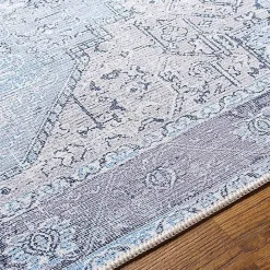 Best Kirklands Home Amelie Silver Classic Washable Area Rug, 7x10 Blue