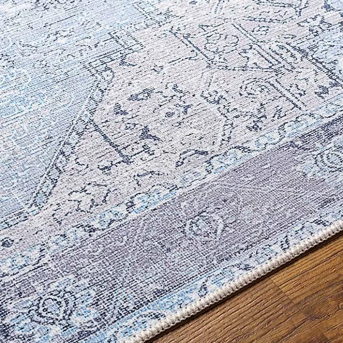 Best Kirklands Home Amelie Silver Classic Washable Area Rug, 7x10 Blue