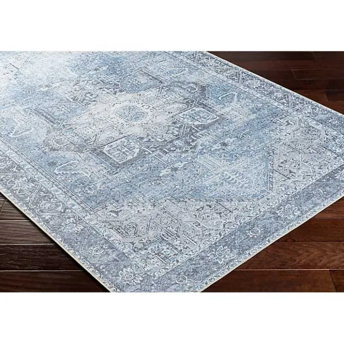 Best Kirklands Home Amelie Silver Classic Washable Area Rug, 7x10 Blue