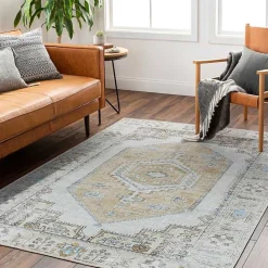 Discount Kirklands Home Amelie Yellow Traditional Washable Area Rug, 8x12