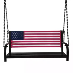 Kirklands Home American Flag Metal Bench Swing Multi