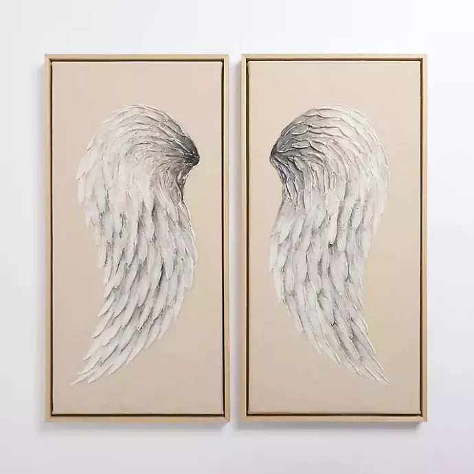 Hot Kirklands Home Angel Wings Framed Canvas Art Prints, Set of 2