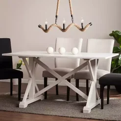 Discount Kirklands Home Annalise Distressed Farmhouse Dining Table White